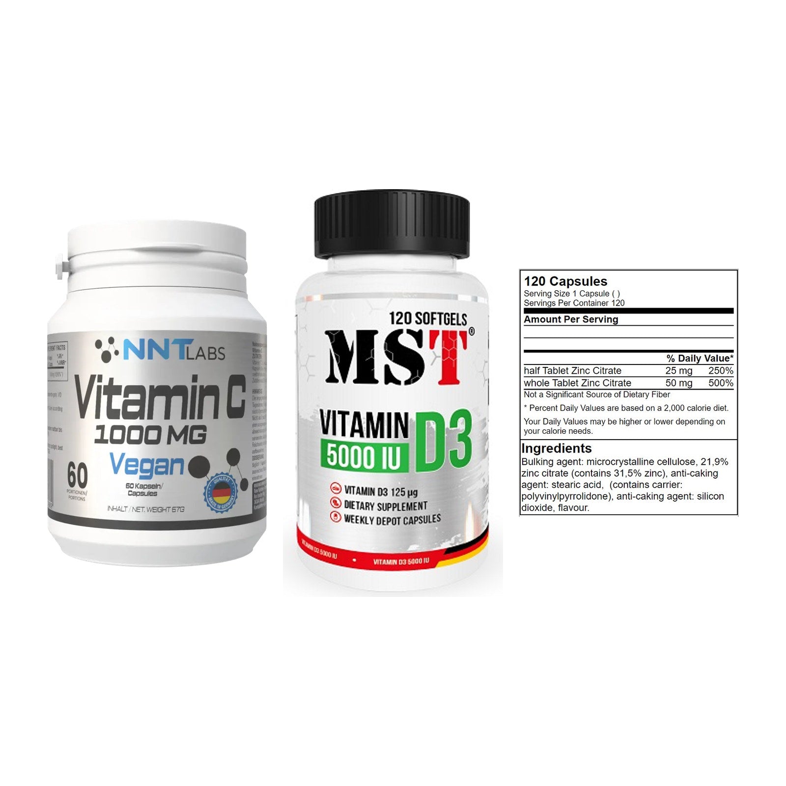 Immun-Set: NNT Vitamin C + MST Vitamin D3 + GN Zinc Citrate – alle enthaltenen Artikel