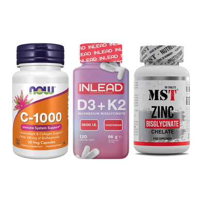 Immun-Set: Now Foods Vitamin + INLEAD Vitamin D3 + MST Zinc Chelate – alle enthaltenen Artikel