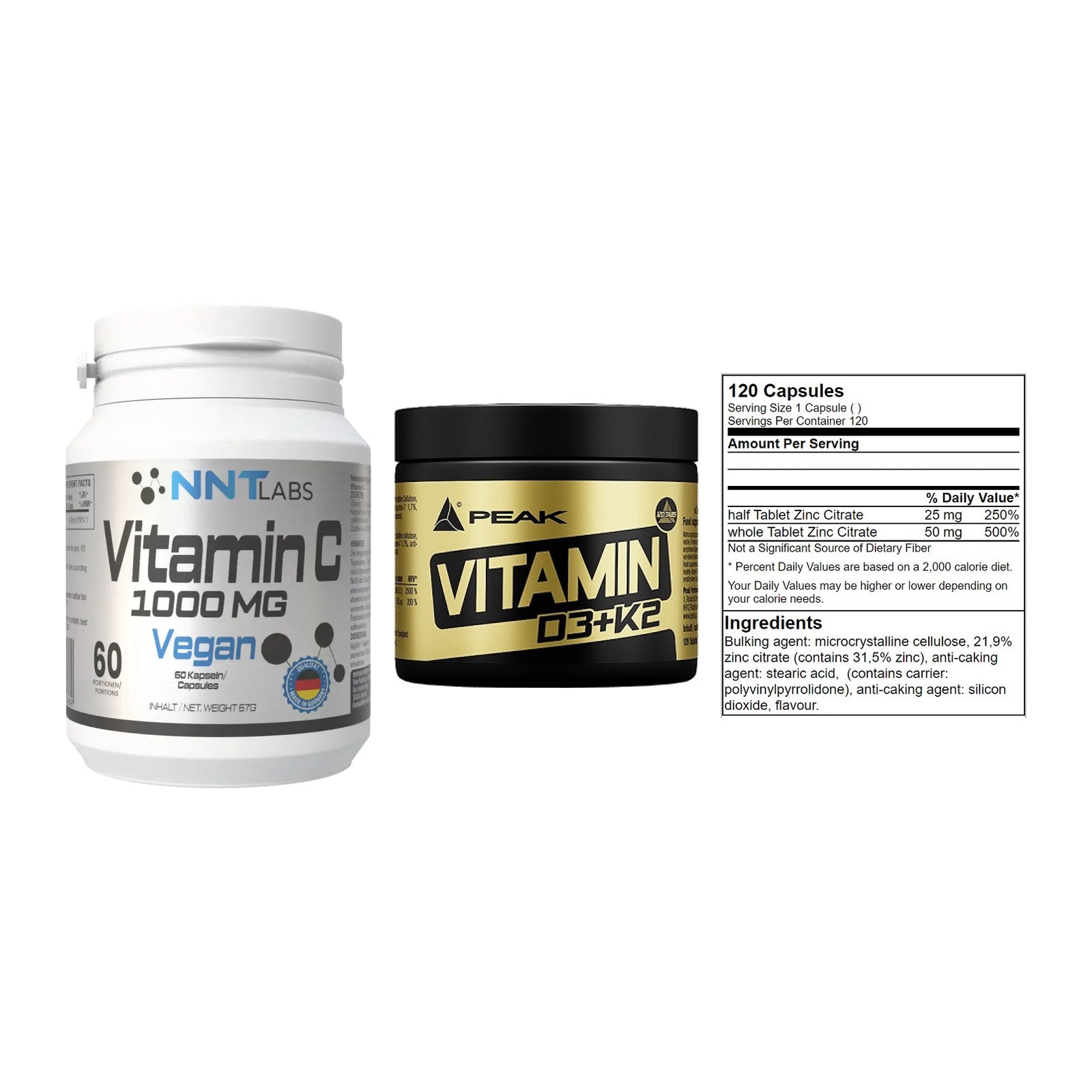 Immun-Set: NNT Vitamin C + Peak Vitamin + GN Zinc Citrate – alle enthaltenen Artikel
