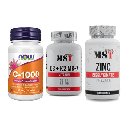 Immun-Set: Now Foods Vitamin + MST Vitamin D3 + MST Zinc Chelate – alle enthaltenen Artikel