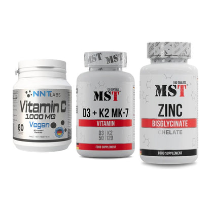 Immun-Set: NNT Vitamin C + MST Vitamin D3 + MST Zinc Chelate – alle enthaltenen Artikel