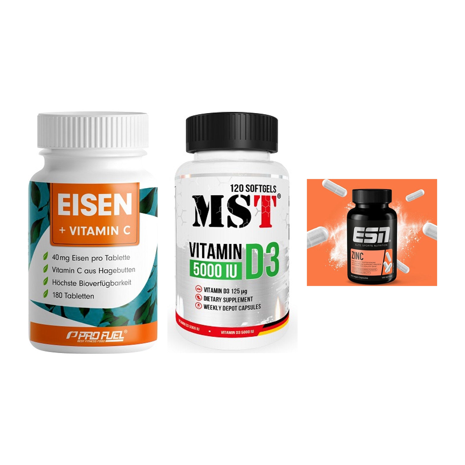 Immun-Set: ProFuel EISEN + MST Vitamin D3 + ESN Zinc – alle enthaltenen Artikel