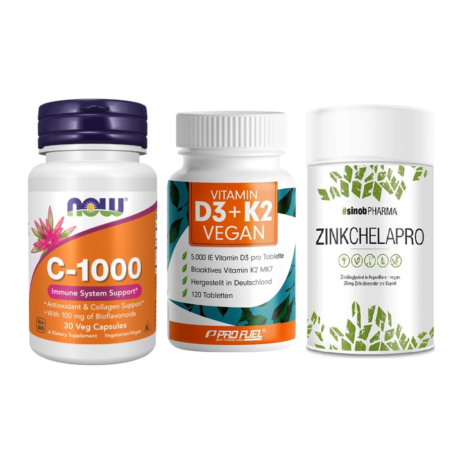 Immun-Set: Now Foods Vitamin + ProFuel Vitamin + Sinob Zink – alle enthaltenen Artikel