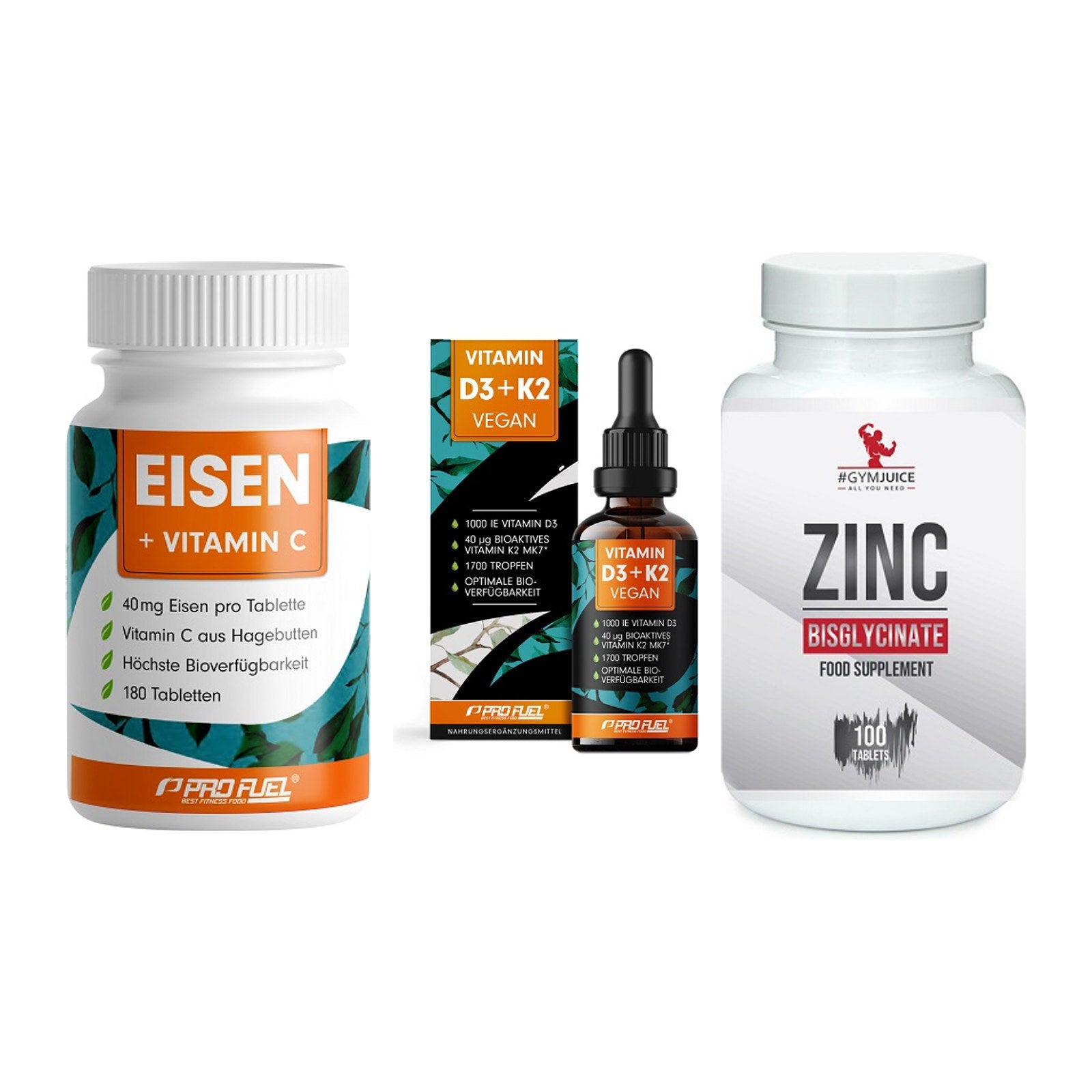 Immun-Set: ProFuel EISEN + ProFuel Vitamin + #GYMJUICE ZINC – alle enthaltenen Artikel