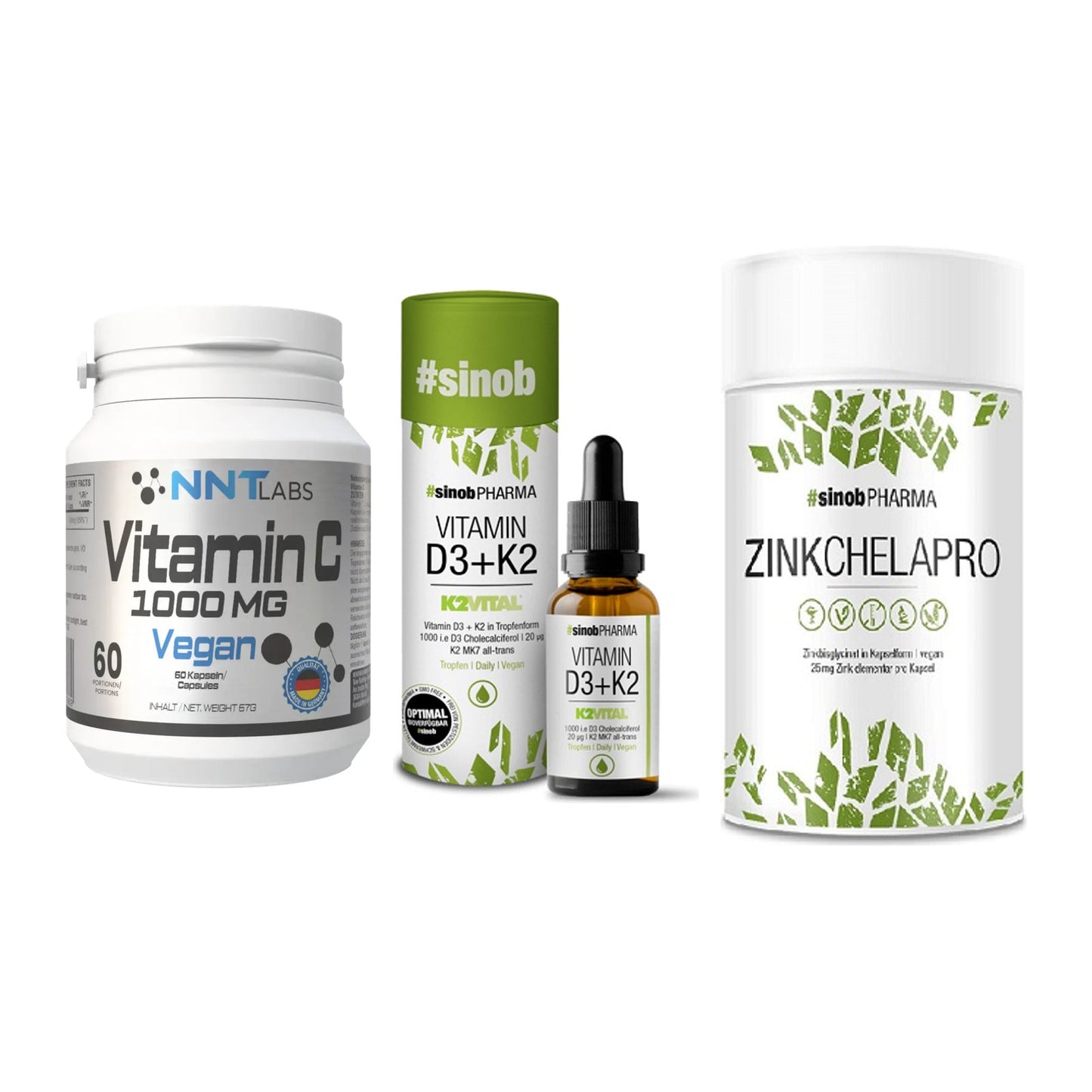 Immun-Set: NNT Vitamin C + Sinob Vitamin D3 + Sinob Zink – alle enthaltenen Artikel