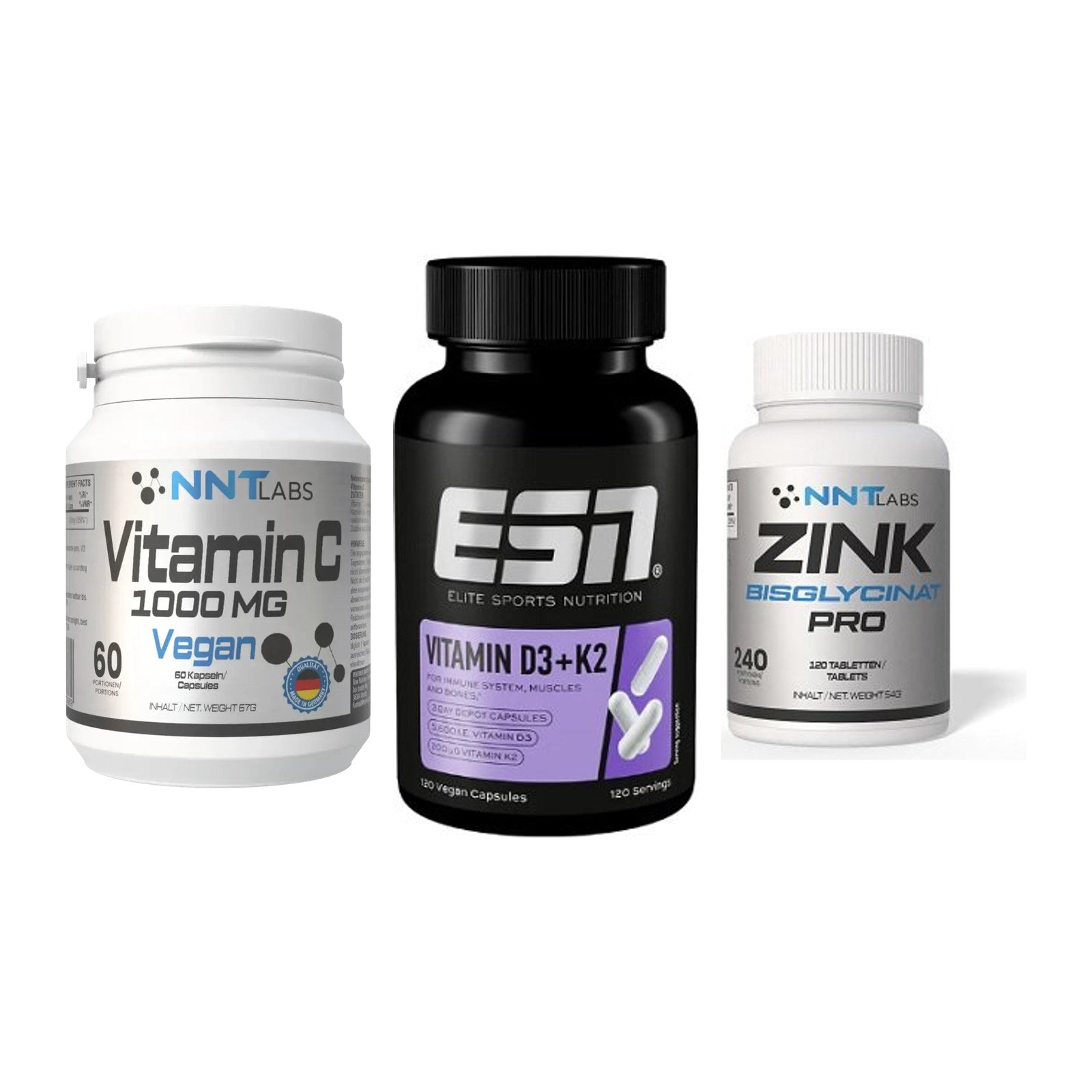 Immun-Set: NNT Vitamin C + ESN Vitamin D3 + NNT Zink 50mg – alle enthaltenen Artikel