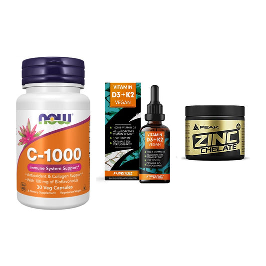 Immun-Set: Now Foods Vitamin + ProFuel Vitamin + Peak Zink Chelat – alle enthaltenen Artikel