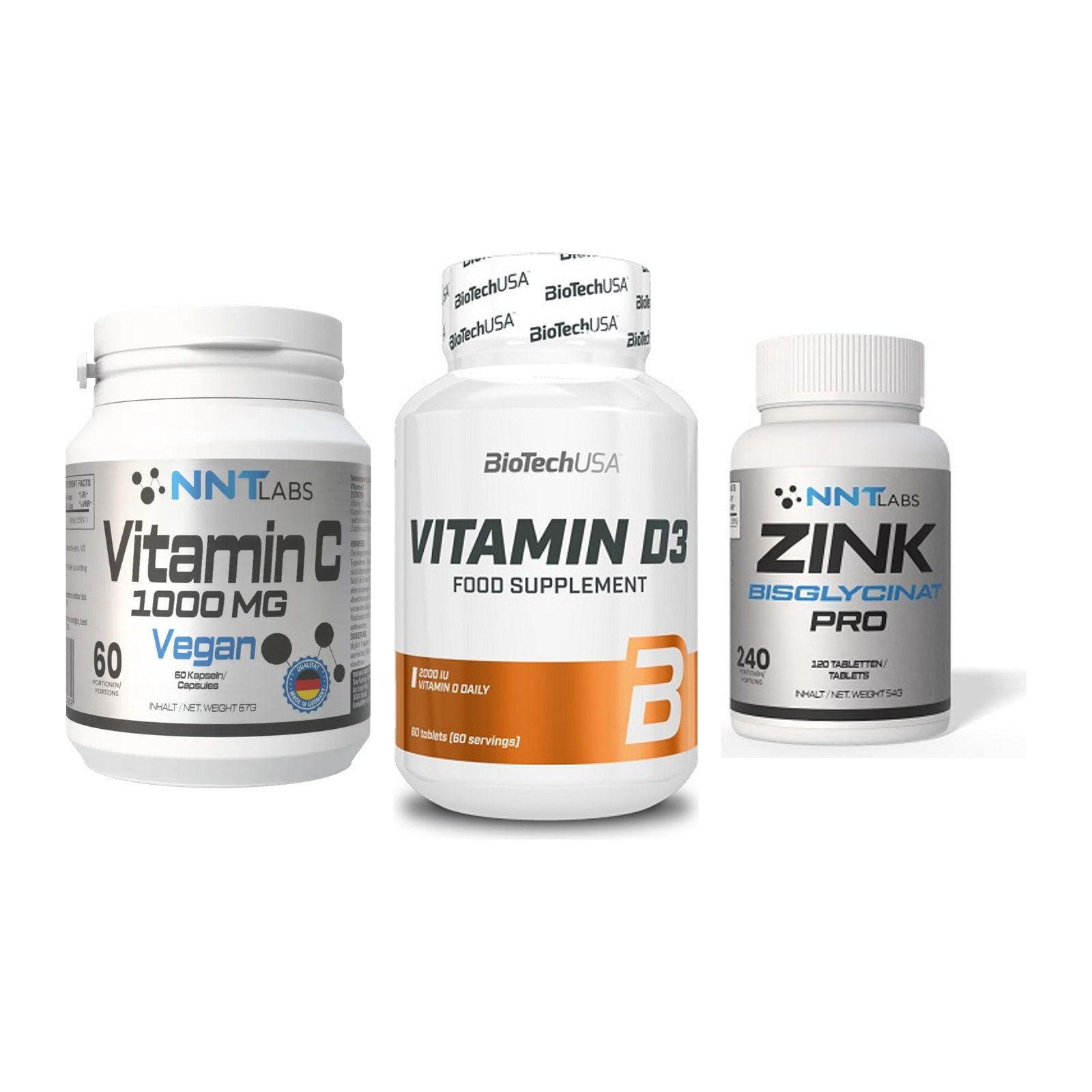 Immun-Set: NNT Vitamin C + BioTech Vitamin + NNT Zink 50mg – alle enthaltenen Artikel