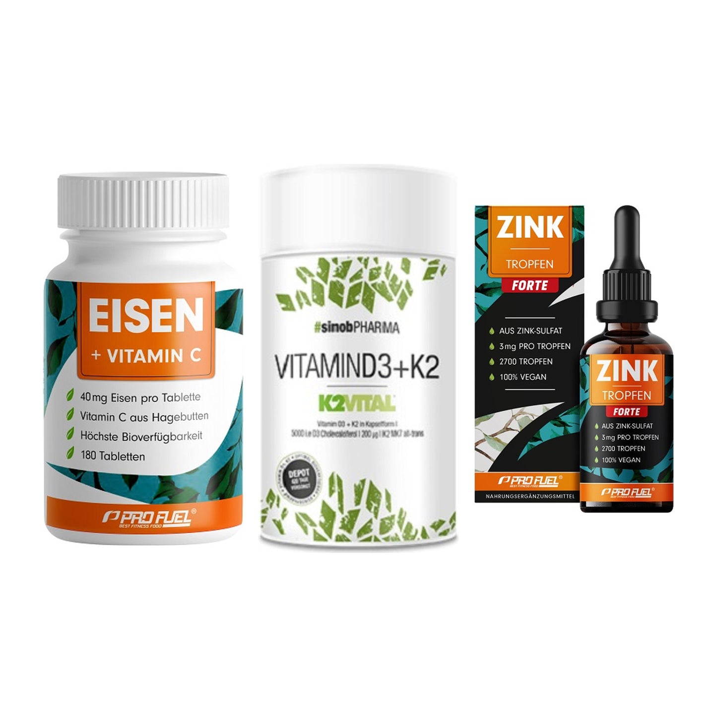 Immun-Set: ProFuel EISEN + Sinob Vitamin D3 + ProFuel Zink – alle enthaltenen Artikel
