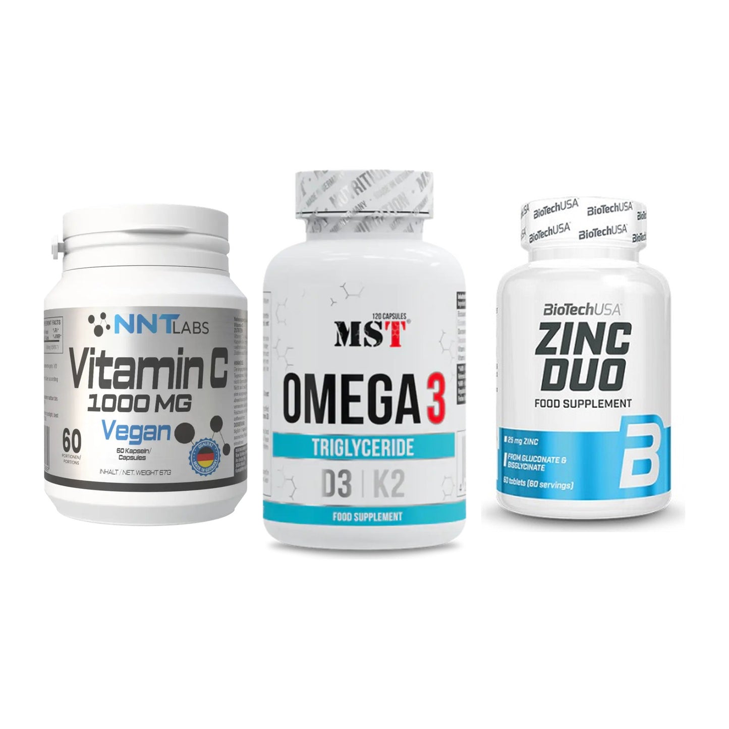Immun-Set: NNT Vitamin C + MST Omega 3 500 + BioTech Zinc Duo – alle enthaltenen Artikel