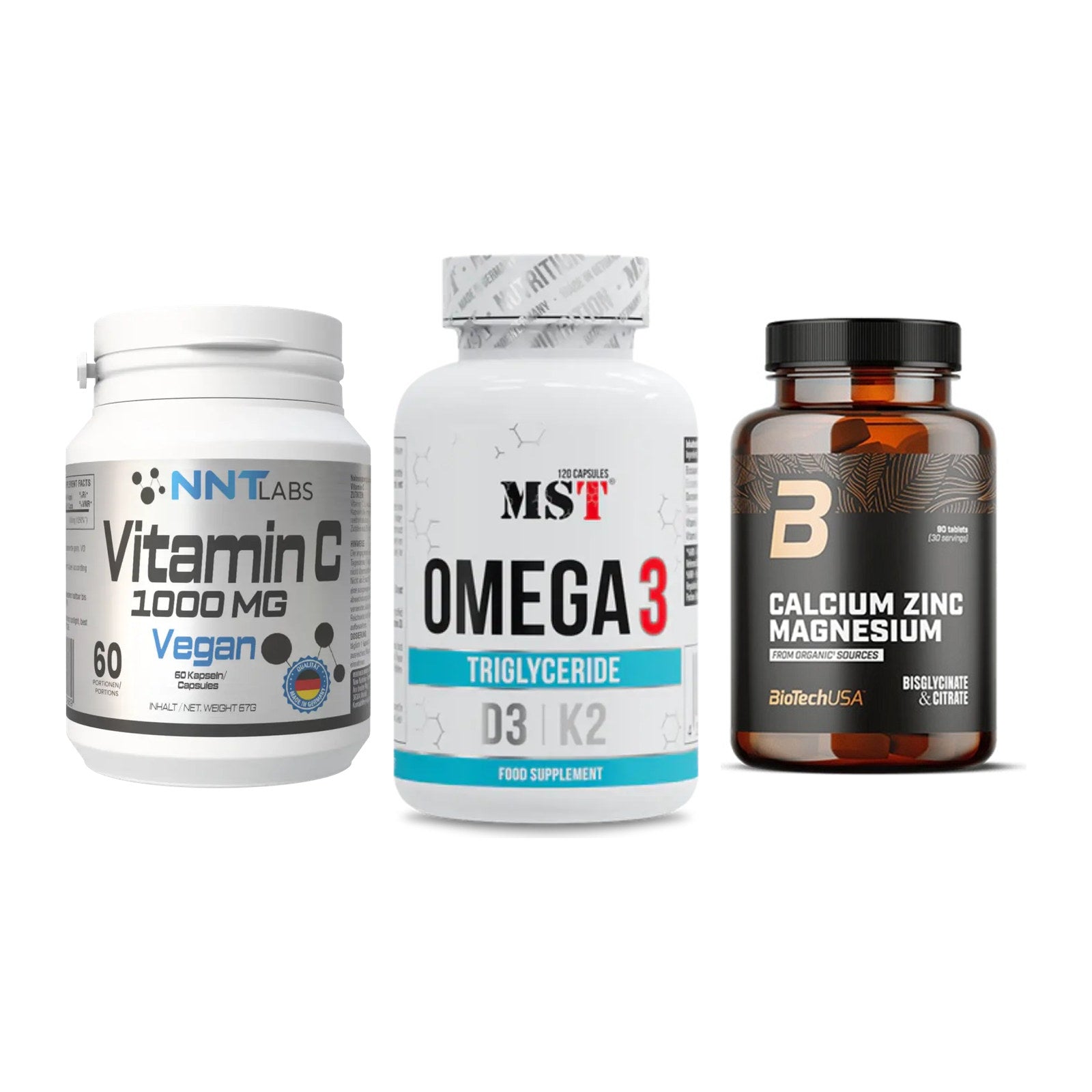 Immun-Set: NNT Vitamin C + MST Omega 3 500 + BioTech Calcium – alle enthaltenen Artikel