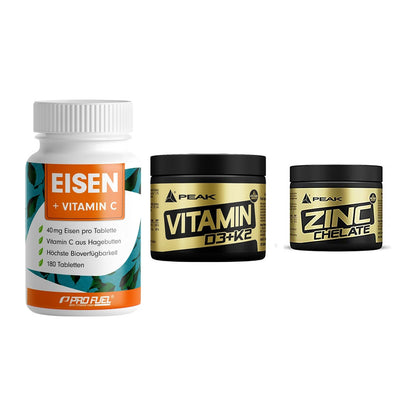 Immun-Set: ProFuel EISEN + Peak Vitamin + Peak Zink Chelat – alle enthaltenen Artikel