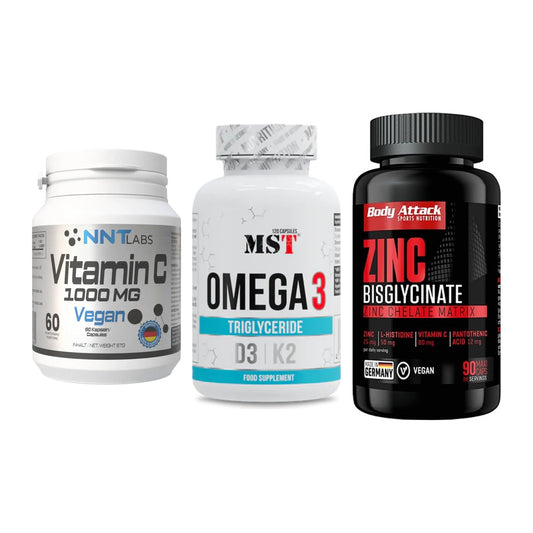 Immun-Set: NNT Vitamin C + MST Omega 3 500 + Body Attack Zink – alle enthaltenen Artikel