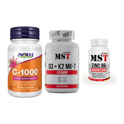 Immun-Set: Now Foods Vitamin + MST Vitamin D3 + MST Zinc – alle enthaltenen Artikel