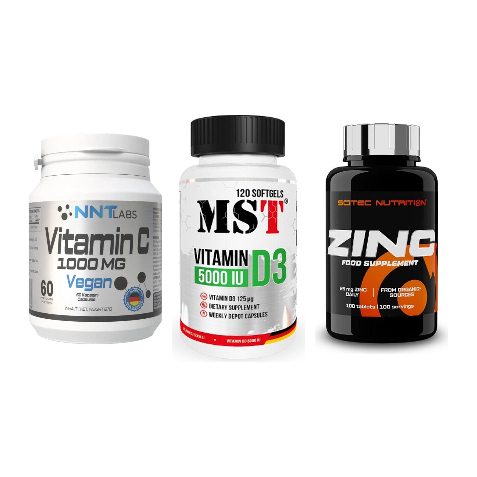 Immun-Set: NNT Vitamin C + MST Vitamin D3 + Scitec Zinc – alle enthaltenen Artikel