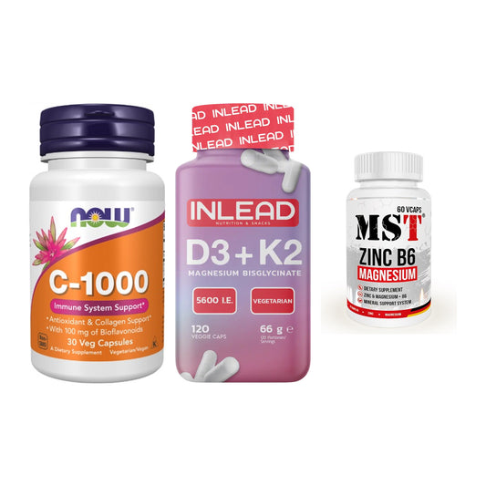 Immun-Set: Now Foods Vitamin + INLEAD Vitamin D3 + MST Zinc – alle enthaltenen Artikel