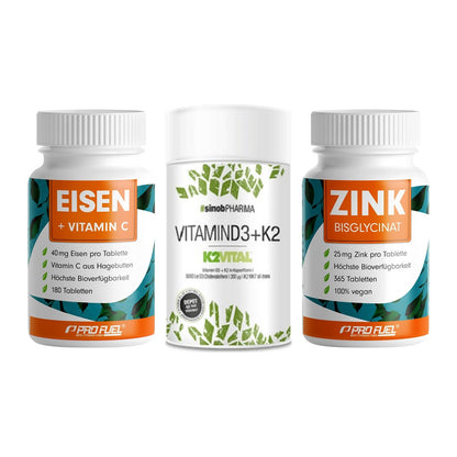 Immun-Set: ProFuel EISEN + Sinob Vitamin D3 + ProFuel Zink – alle enthaltenen Artikel