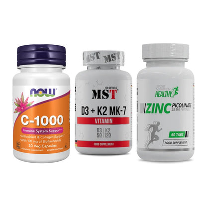 Immun-Set: Now Foods Vitamin + MST Vitamin D3 + MST Healthy Zinc – alle enthaltenen Artikel