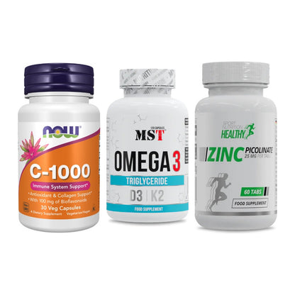 Immun-Set: Now Foods Vitamin + MST Omega 3 500 + MST Healthy Zinc – alle enthaltenen Artikel