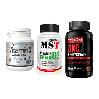 Immun-Set: NNT Vitamin C + MST Vitamin D3 + Body Attack Zink – alle enthaltenen Artikel