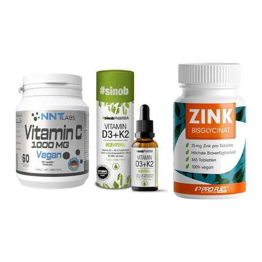 Immun-Set: NNT Vitamin C + Sinob Vitamin D3 + ProFuel Zink – alle enthaltenen Artikel