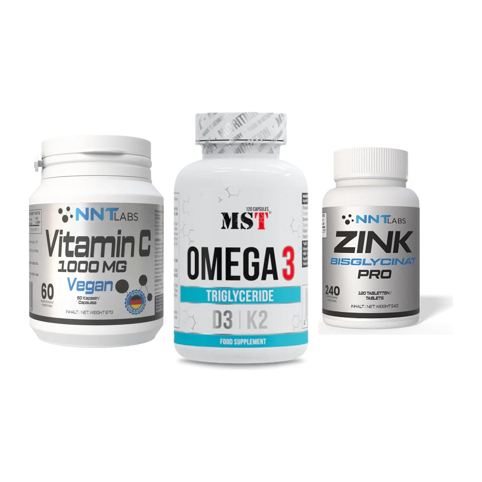 Immun-Set: NNT Vitamin C + MST Omega 3 500 + NNT Zink 50mg – alle enthaltenen Artikel