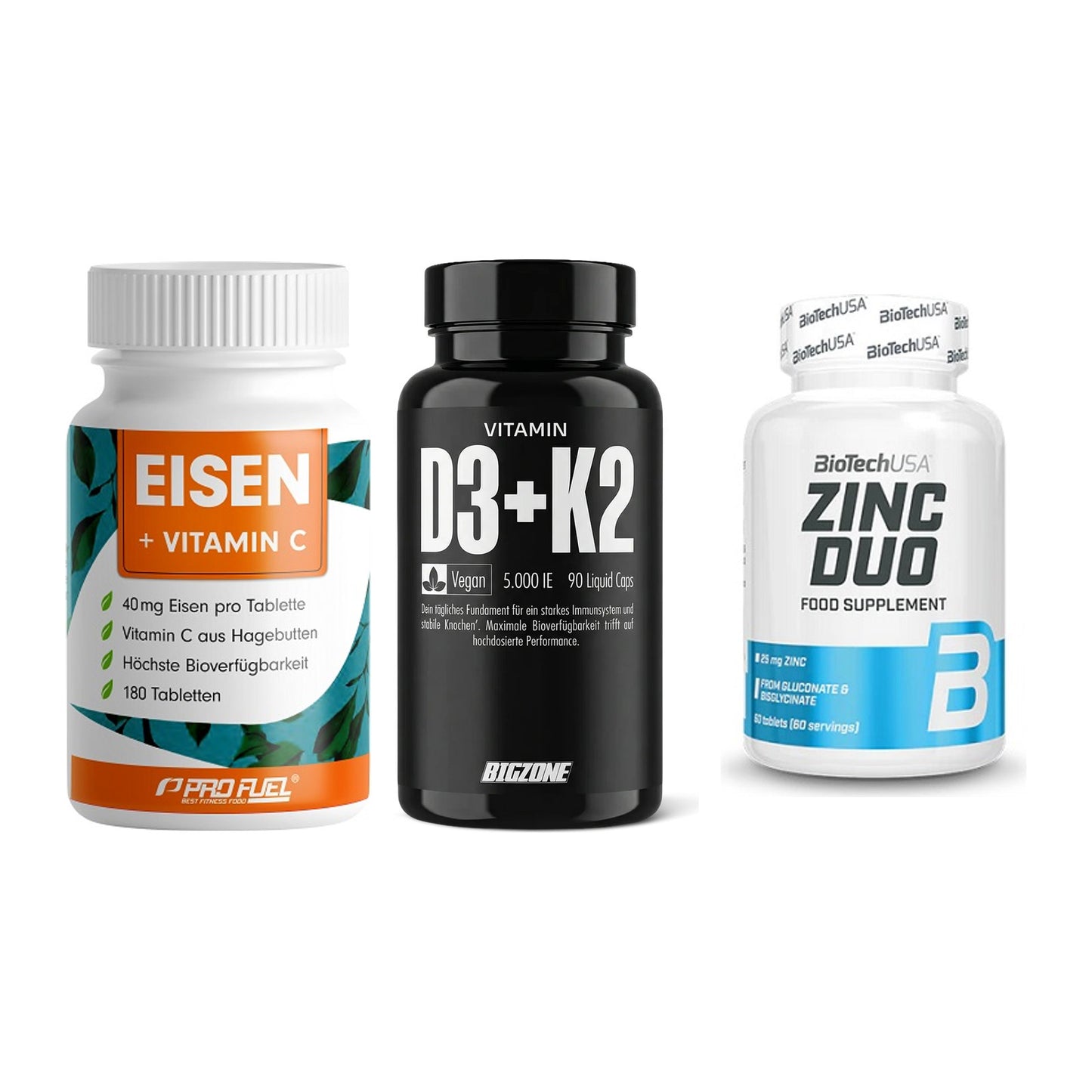 Immun-Set: ProFuel EISEN + Big Zone Vitamin + BioTech Zinc Duo – alle enthaltenen Artikel