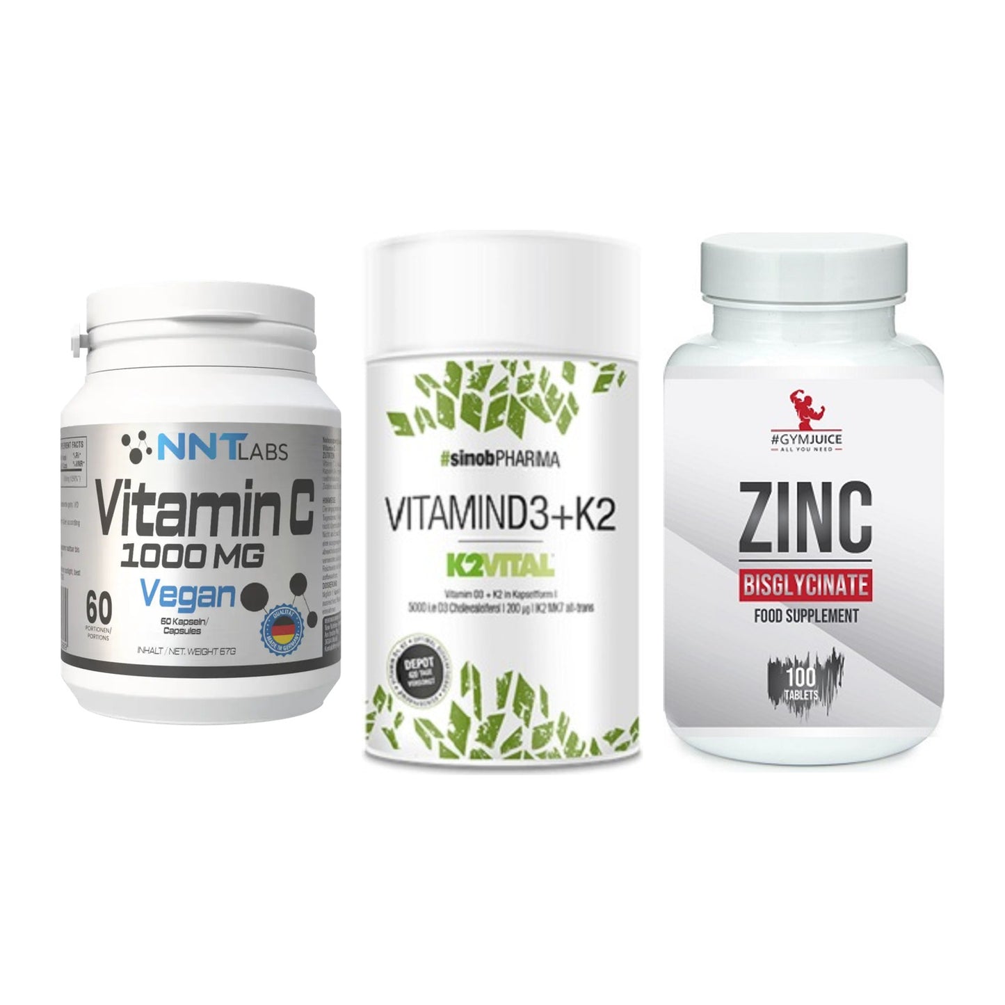 Immun-Set: NNT Vitamin C + Sinob Vitamin D3 + #GYMJUICE ZINC – alle enthaltenen Artikel