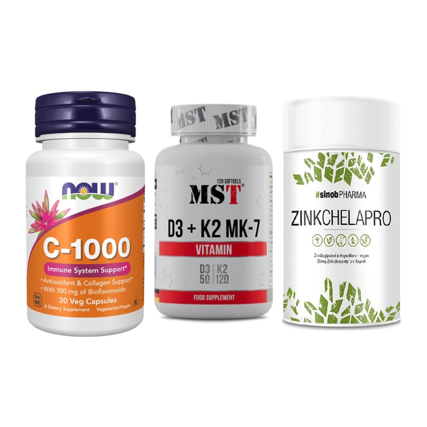 Immun-Set: Now Foods Vitamin + MST Vitamin D3 + Sinob Zink – alle enthaltenen Artikel