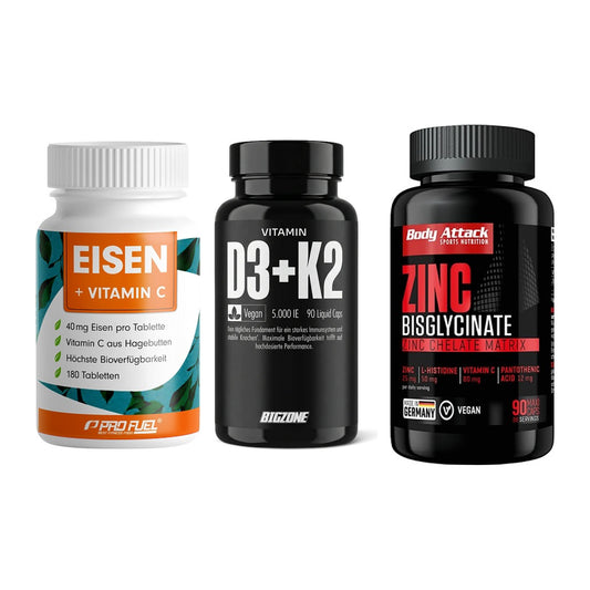 Immun-Set: ProFuel EISEN + Big Zone Vitamin + Body Attack Zink – alle enthaltenen Artikel