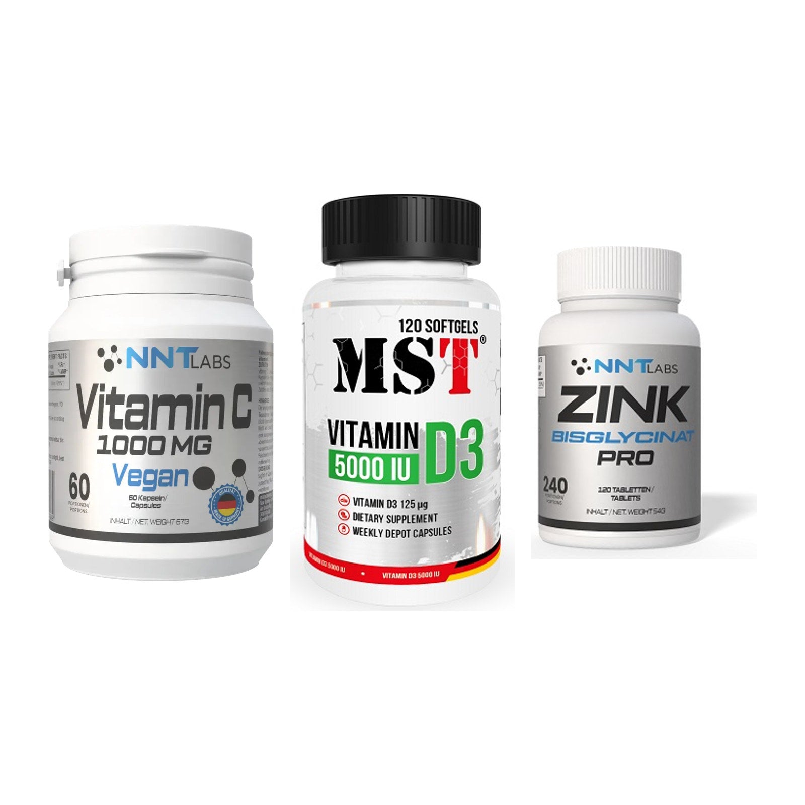 Immun-Set: NNT Vitamin C + MST Vitamin D3 + NNT Zink 50mg – alle enthaltenen Artikel