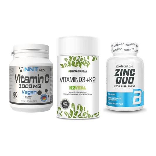 Immun-Set: NNT Vitamin C + Sinob Vitamin D3 + BioTech Zinc Duo – alle enthaltenen Artikel