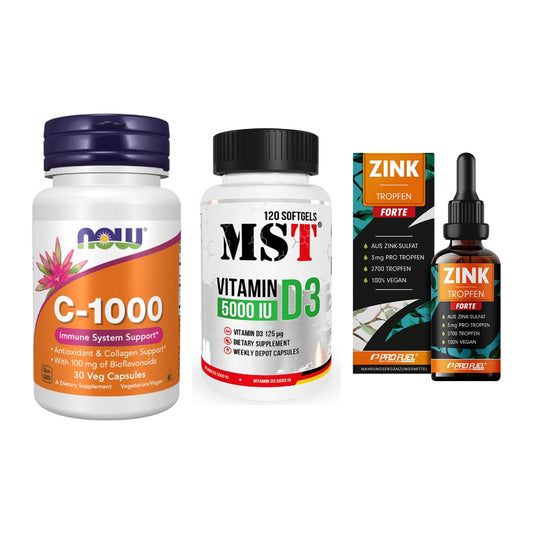 Immun-Set: Now Foods Vitamin + MST Vitamin D3 + ProFuel Zink – alle enthaltenen Artikel