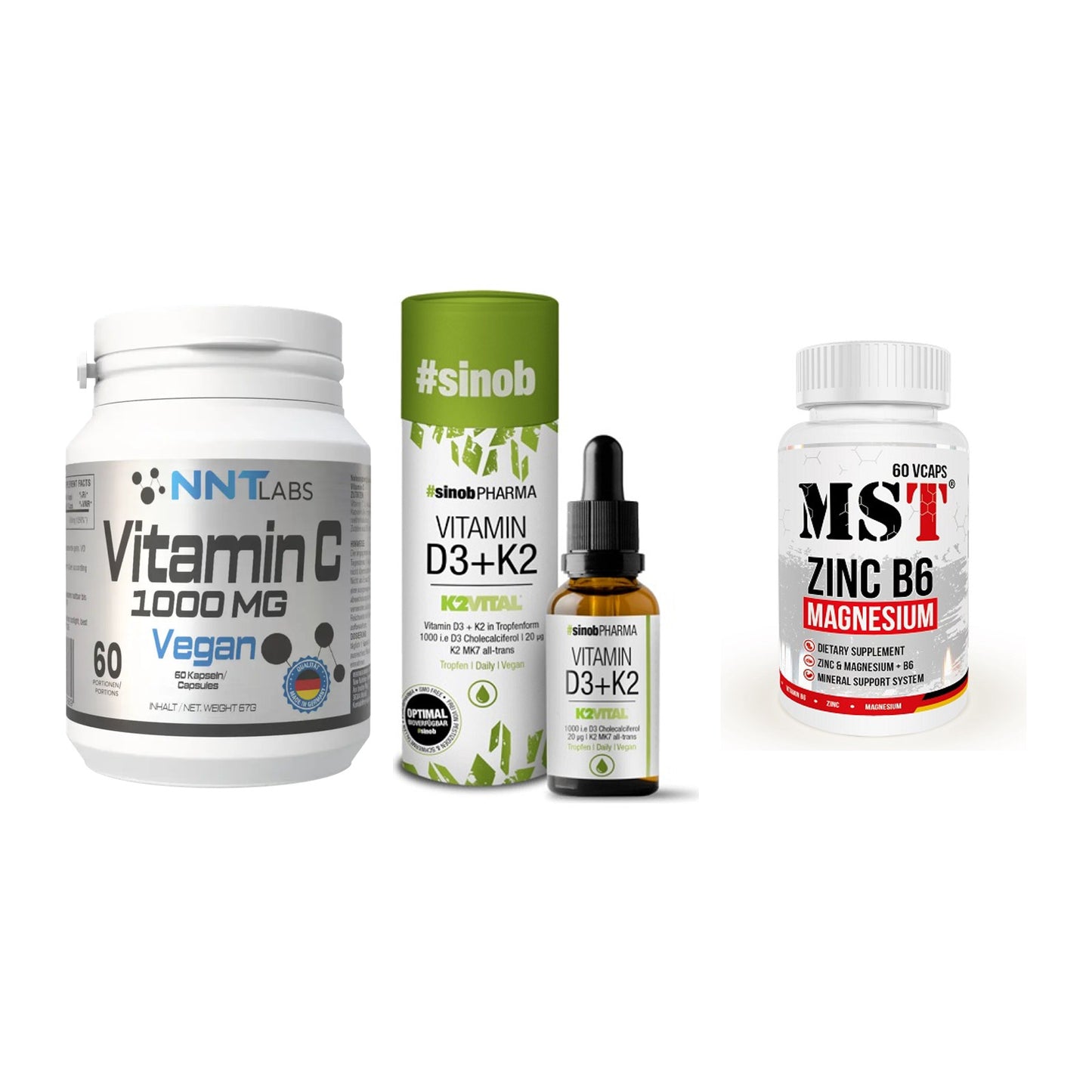 Immun-Set: NNT Vitamin C + Sinob Vitamin D3 + MST Zinc – alle enthaltenen Artikel
