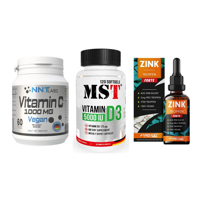 Immun-Set: NNT Vitamin C + MST Vitamin D3 + ProFuel Zink – alle enthaltenen Artikel