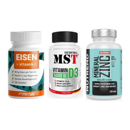 Immun-Set: ProFuel EISEN + MST Vitamin D3 + Nutrend Zinc – alle enthaltenen Artikel