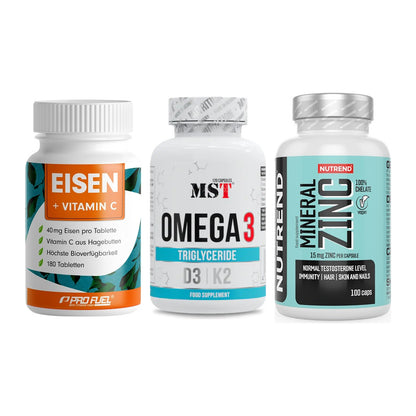 Immun-Set: ProFuel EISEN + MST Omega 3 500 + Nutrend Zinc – alle enthaltenen Artikel