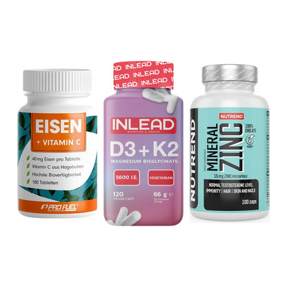 Immun-Set: ProFuel EISEN + INLEAD Vitamin D3 + Nutrend Zinc – alle enthaltenen Artikel