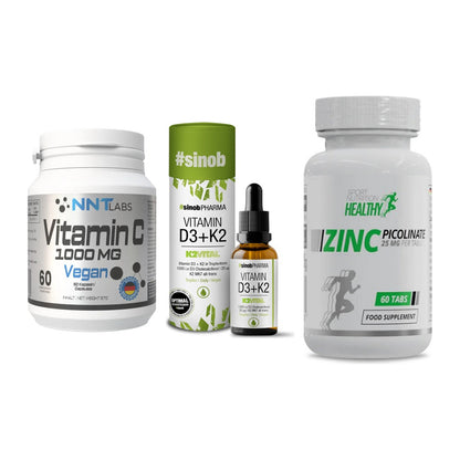 Immun-Set: NNT Vitamin C + Sinob Vitamin D3 + MST Healthy Zinc – alle enthaltenen Artikel