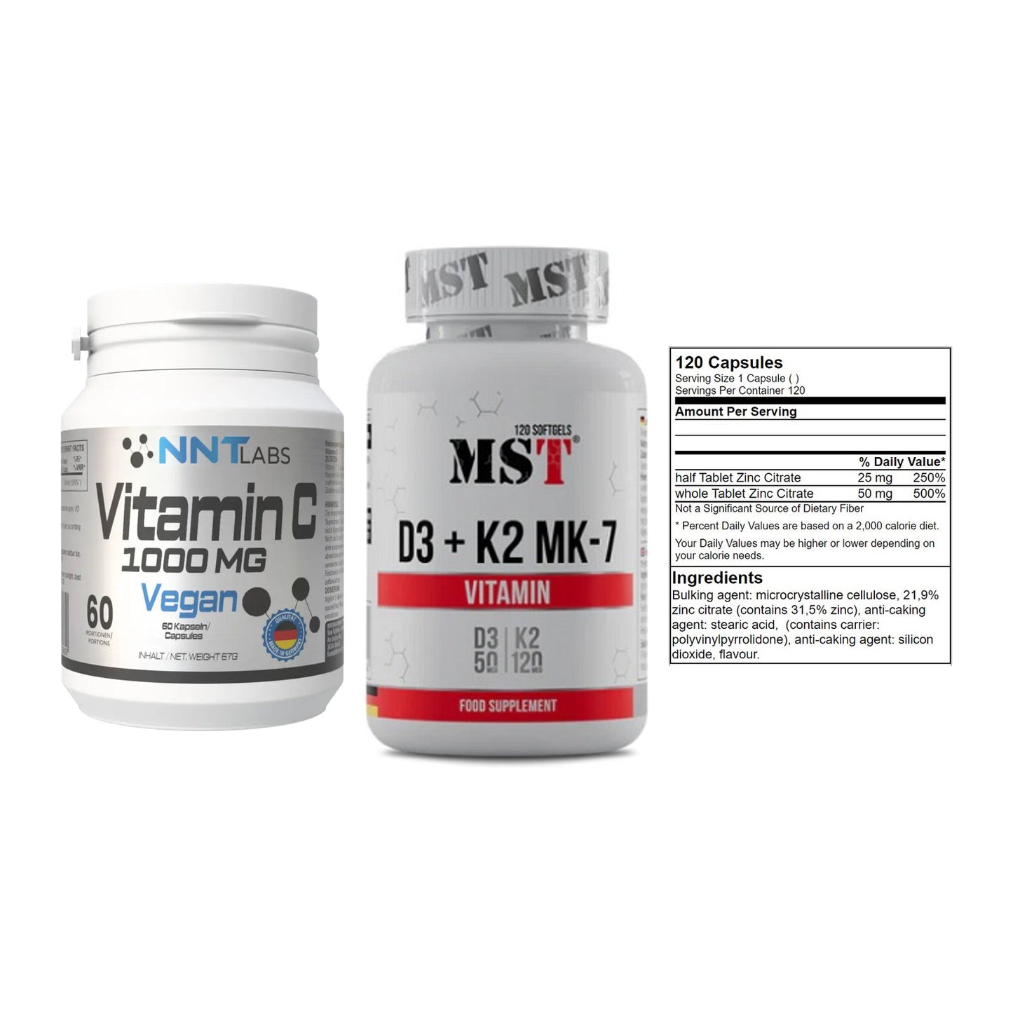Immun-Set: NNT Vitamin C + MST Vitamin D3 + GN Zinc Citrate – alle enthaltenen Artikel