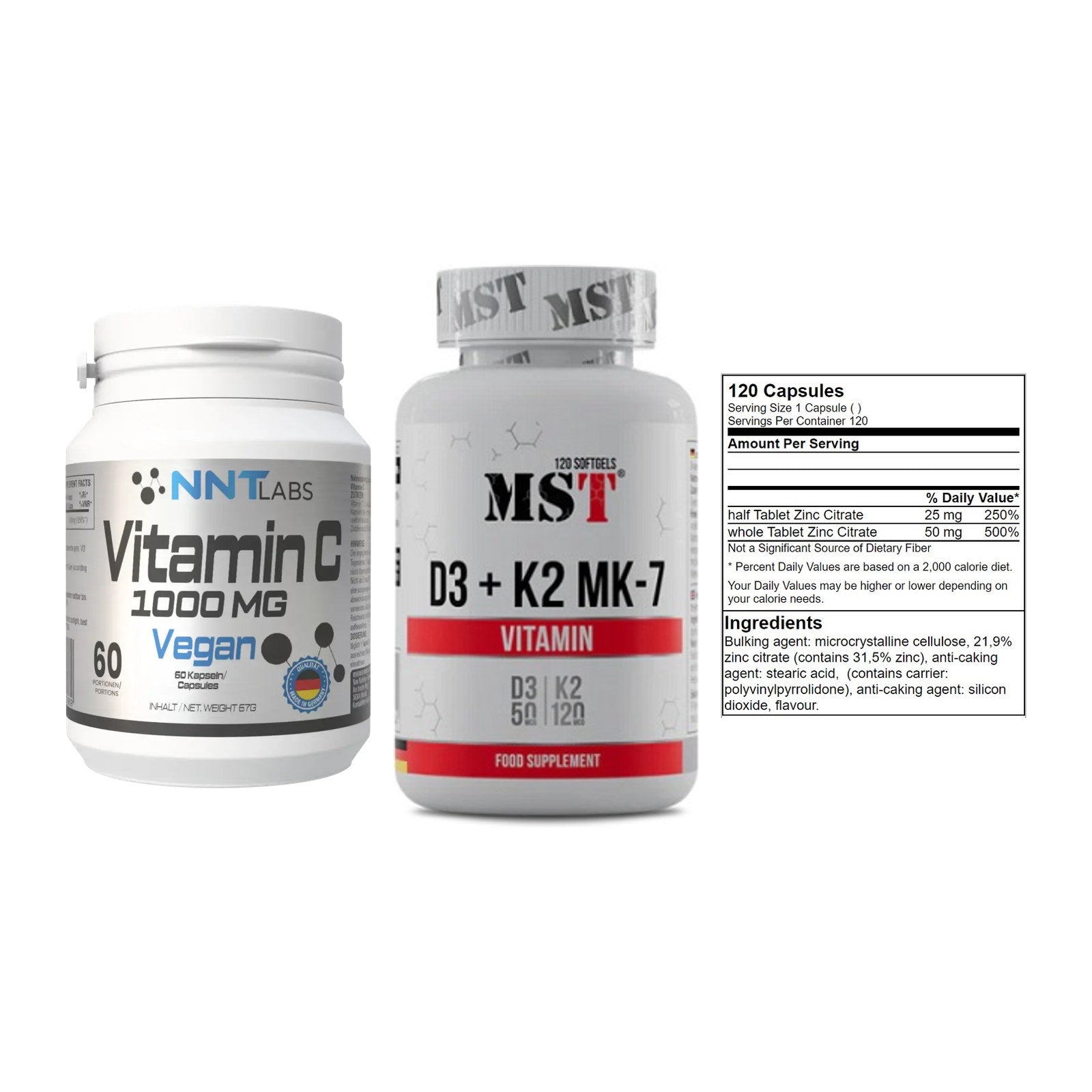 Immun-Set: NNT Vitamin C + MST Vitamin D3 + GN Zinc Citrate – alle enthaltenen Artikel