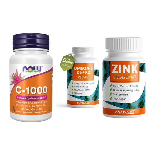 Immun-Set: Now Foods Vitamin + ProFuel Omega 3 + ProFuel Zink – alle enthaltenen Artikel