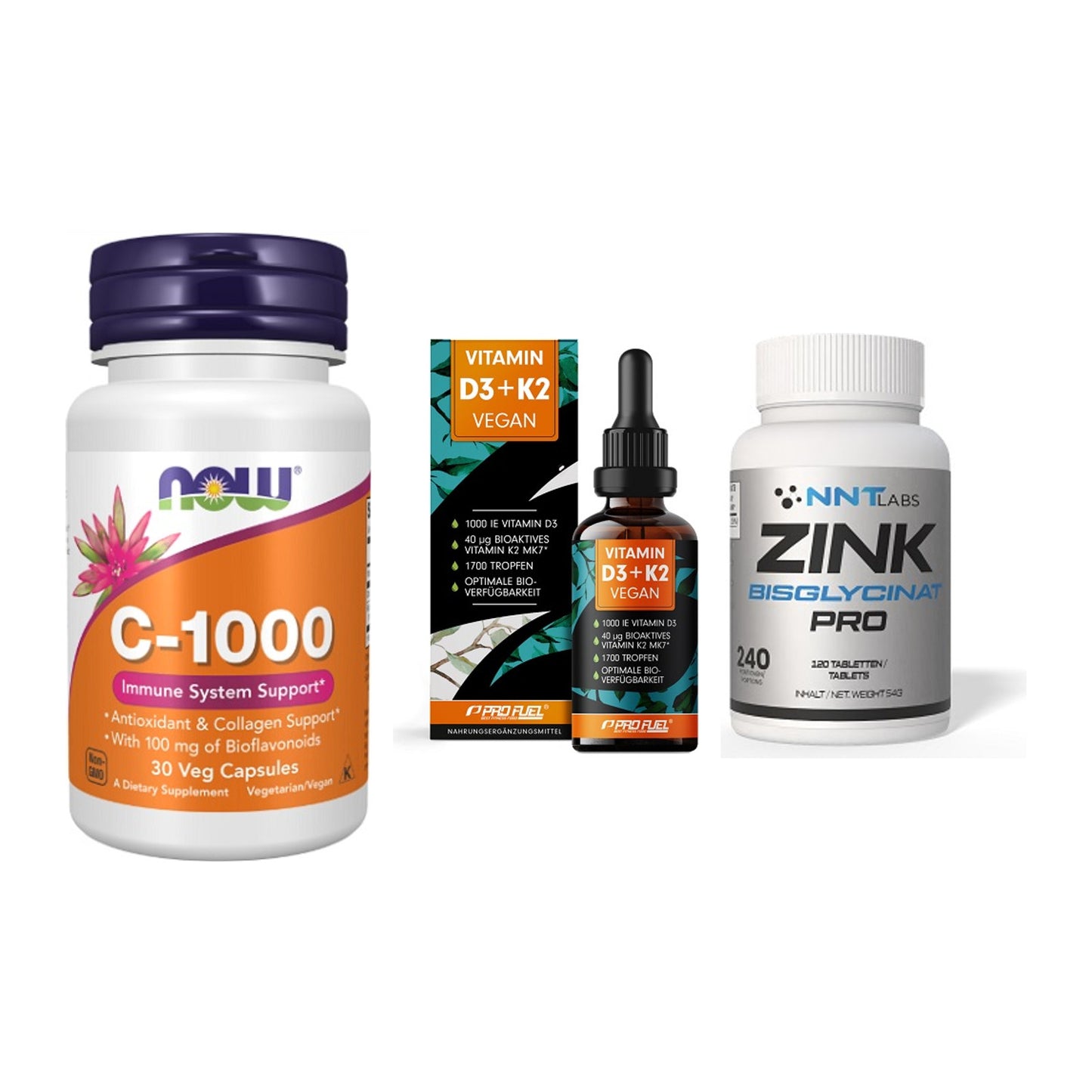 Immun-Set: Now Foods Vitamin + ProFuel Vitamin + NNT Zink 50mg – alle enthaltenen Artikel