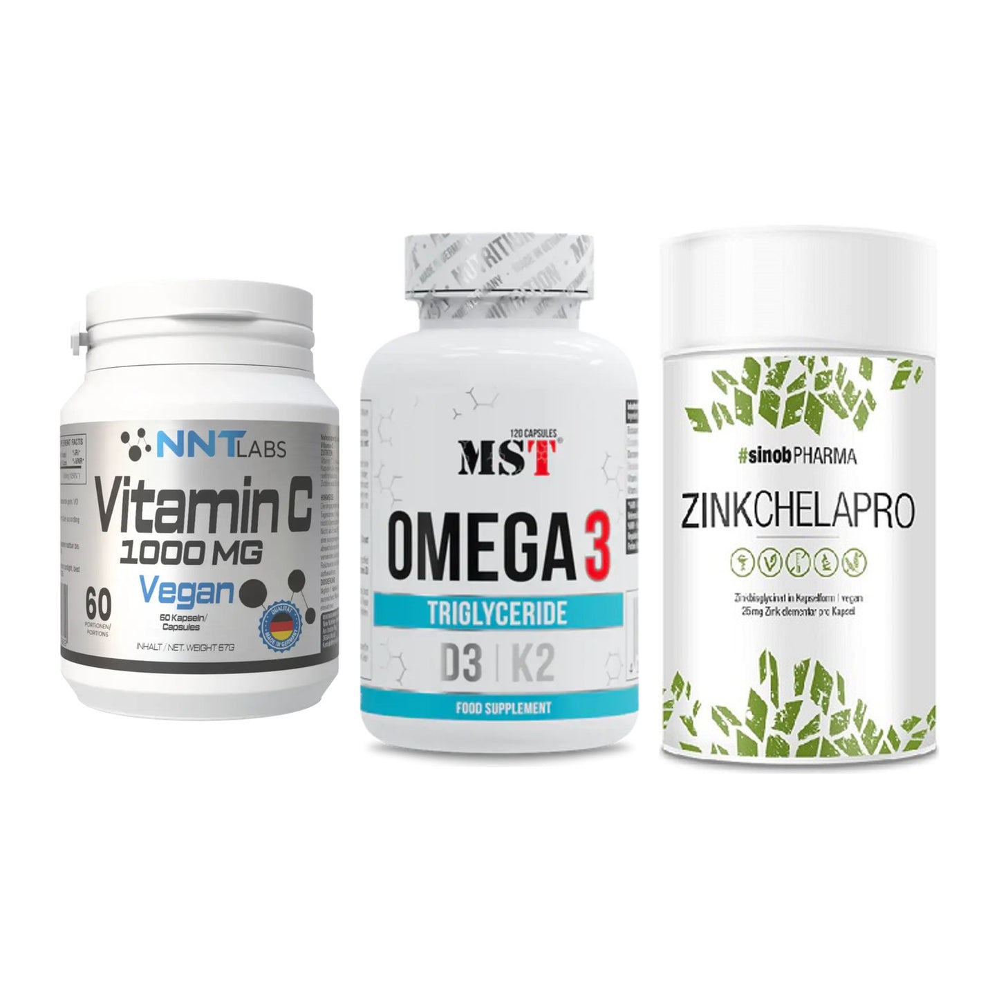 Immun-Set: NNT Vitamin C + MST Omega 3 500 + Sinob Zink – alle enthaltenen Artikel