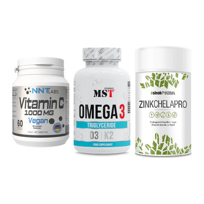 Immun-Set: NNT Vitamin C + MST Omega 3 500 + Sinob Zink – alle enthaltenen Artikel