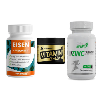 Immun-Set: ProFuel EISEN + Peak Vitamin + MST Healthy Zinc – alle enthaltenen Artikel