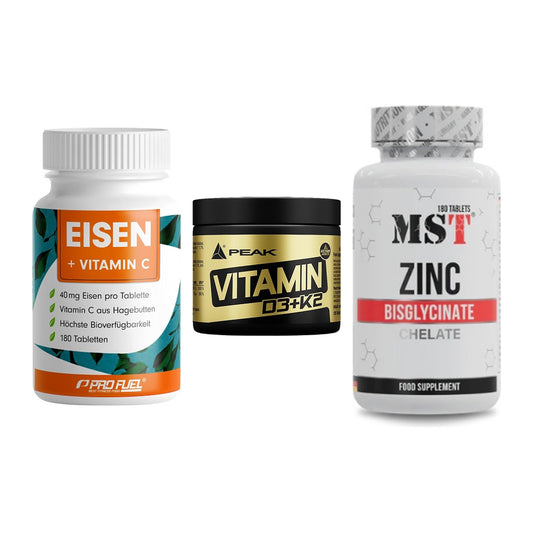 Immun-Set: ProFuel EISEN + Peak Vitamin + MST Zinc Chelate – alle enthaltenen Artikel