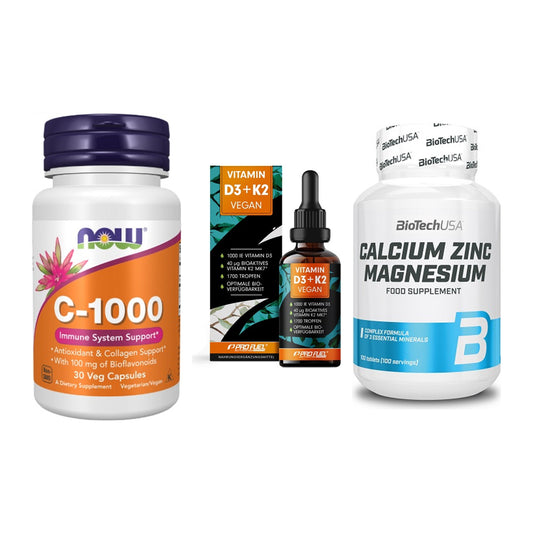 Immun-Set: Now Foods Vitamin + ProFuel Vitamin + BioTech Calcium – alle enthaltenen Artikel