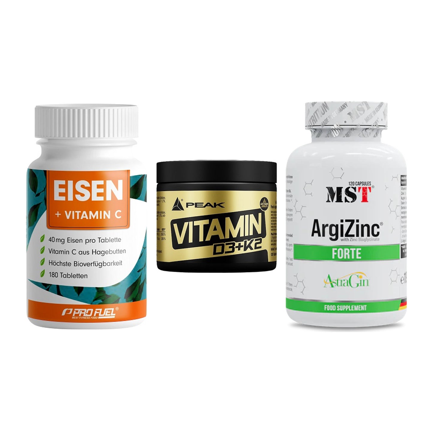 Immun-Set: ProFuel EISEN + Peak Vitamin + MST ArgiZinc – alle enthaltenen Artikel