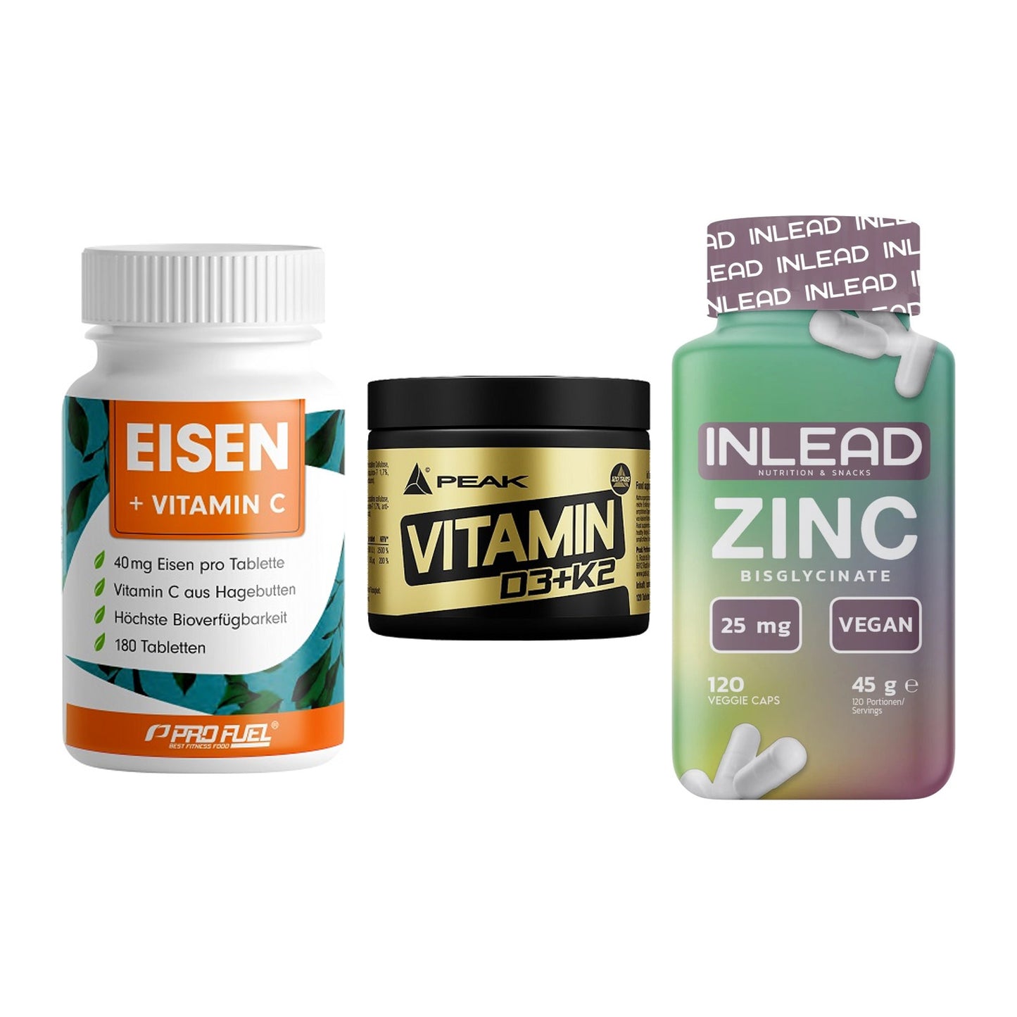 Immun-Set: ProFuel EISEN + Peak Vitamin + INLEAD Zink – alle enthaltenen Artikel